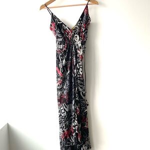 VINTAGE 90’s Nicole Miller 100%silk bias cut graffiti print dress - size S